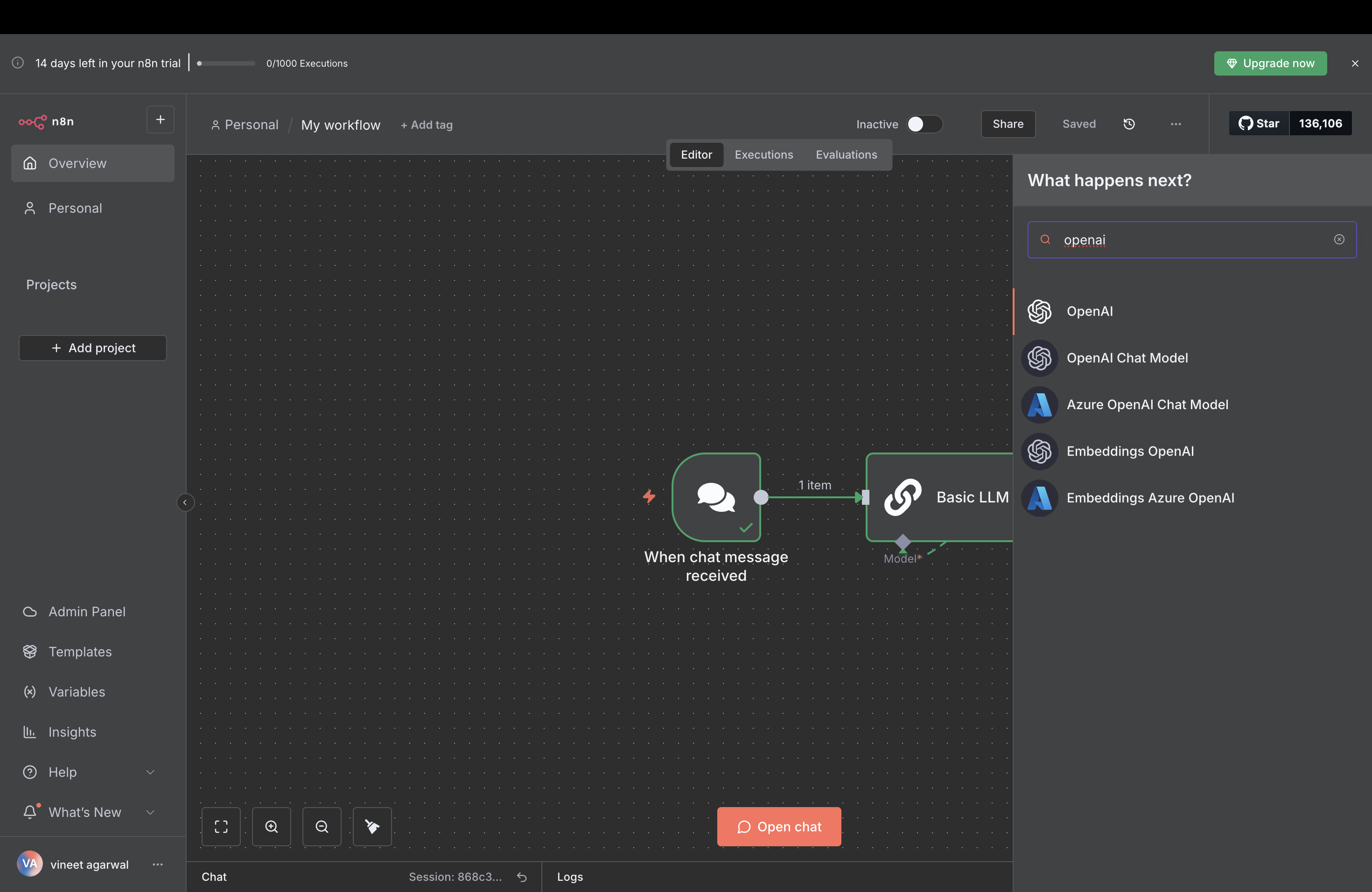 Step 1: Add OpenAI Chat Model